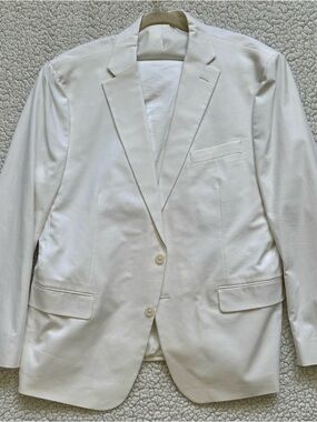 Tommy Hilfiger Men’s Ivory Single‑Breasted Blazer – 46R (Pants 38x30)